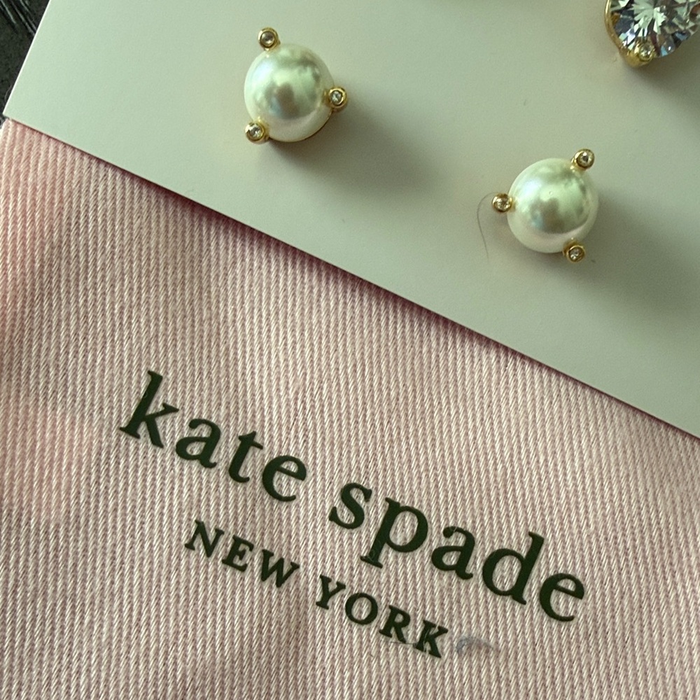 Kate Spade Gold and Pearl Stud Earrings - Picture 4 of 7